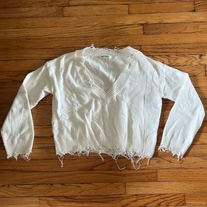 Wild Honey Distressed White Sweater, Size M